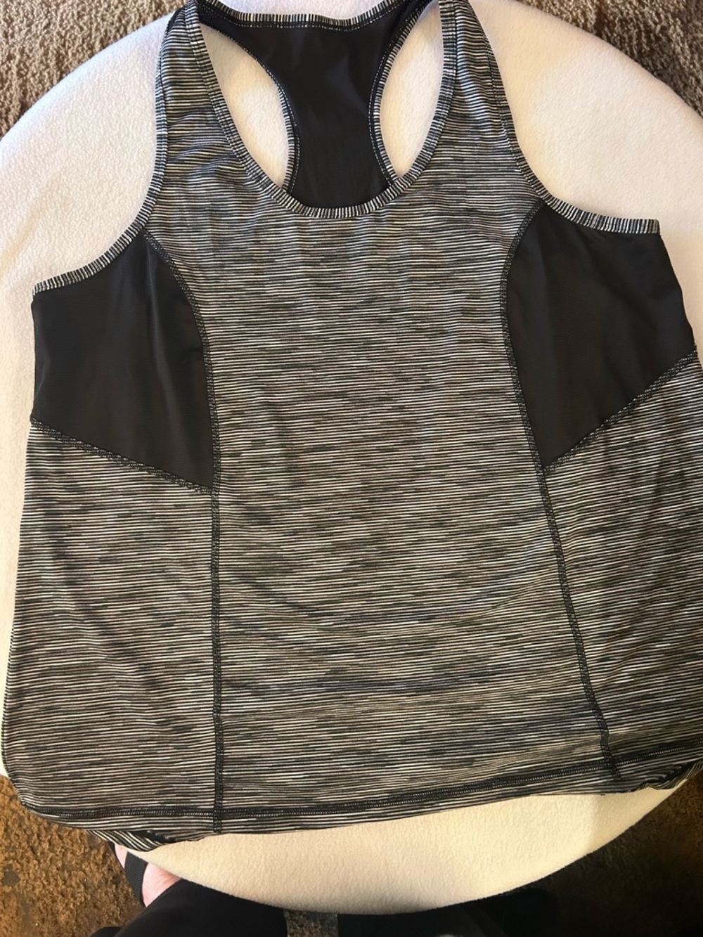 Xersion Black and Gray Striped Racerback Tank